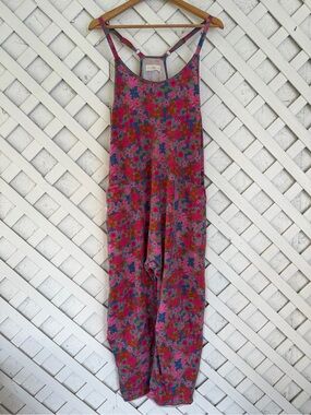 Natural Life Lucy Jumpsuit Floral Patchwork Pockets Harem Lounge Boho M